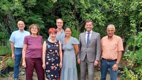 Treffen des Vorstands der BUGA-Freunde.
v. l. n. r.: Magnus Rabbe, Petra Weckerle, Claudia Wilbert, Falko Hönisch, Nicole Schuh, Ivo Reßler, Klaus Zapp | © Magnus Rabbe